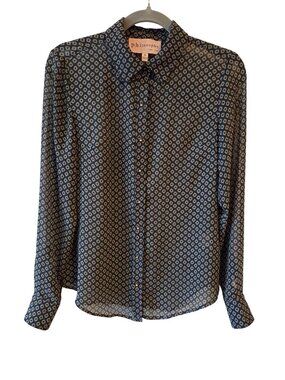 Philosophy Republic Clothing Geometric Print Button-Down Blouse XS Blue/Gold/Whi